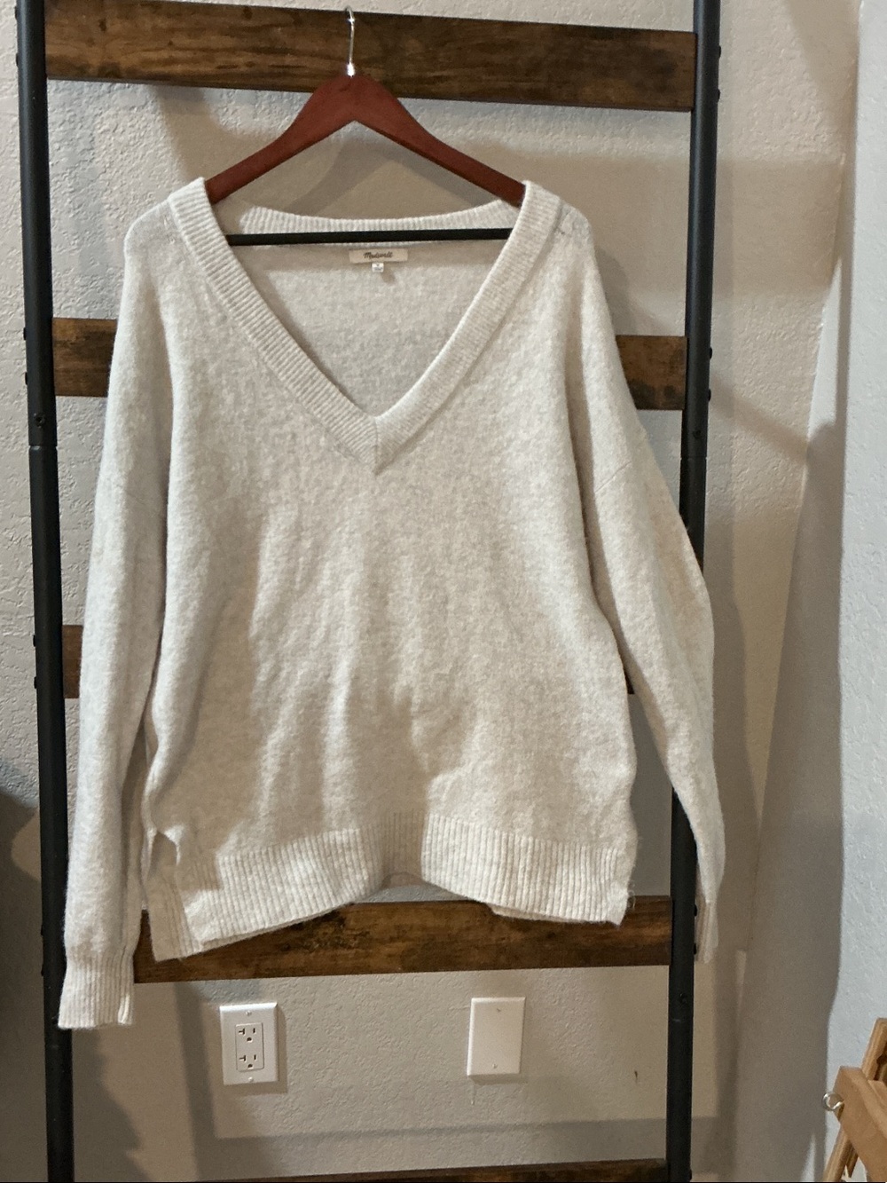 Madewell Cream V-Neck Sweater